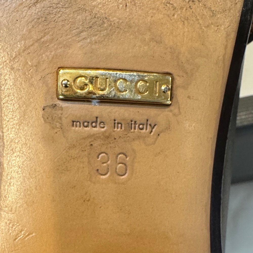 Authentic Gucci Women's Black Leather Loafers with Green and Red Stripes - Picture 14 of 15